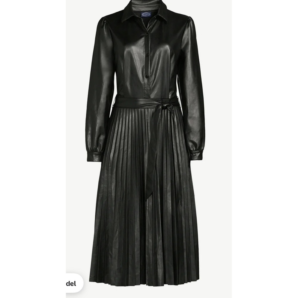 Black Leather Midi Dress,no Belt